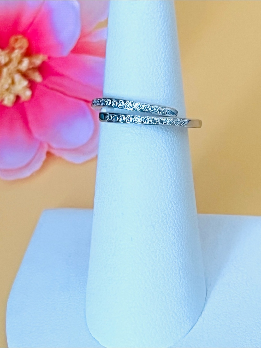 Silver ring size 5, paved clear crystal, NWOT